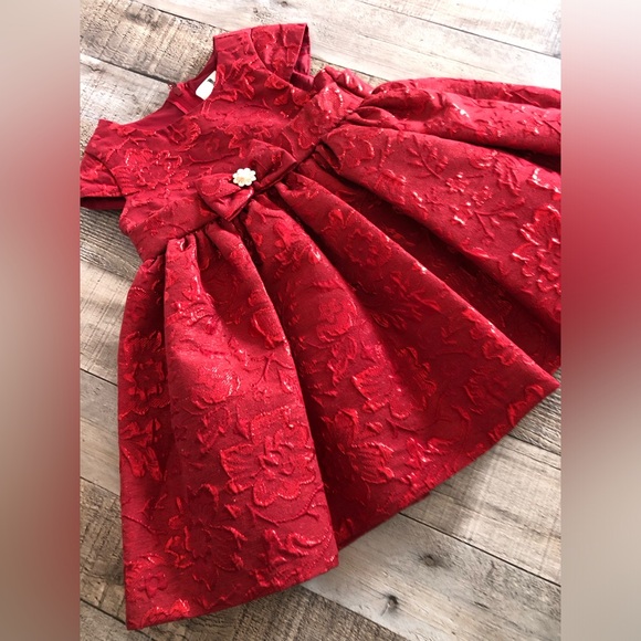Red Rare Editions Knee Length Formal A-Line Baby Dress Size 18 mos (months) - Picture 10 of 11